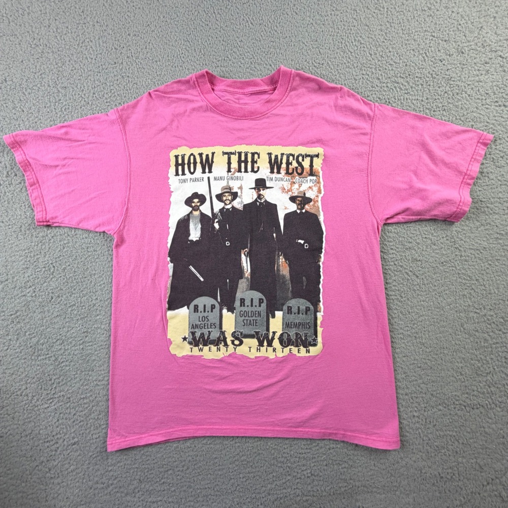 2013 San Antonio Spurs How The West Was Won Shirt Parker Manu Duncan Pop Pink L